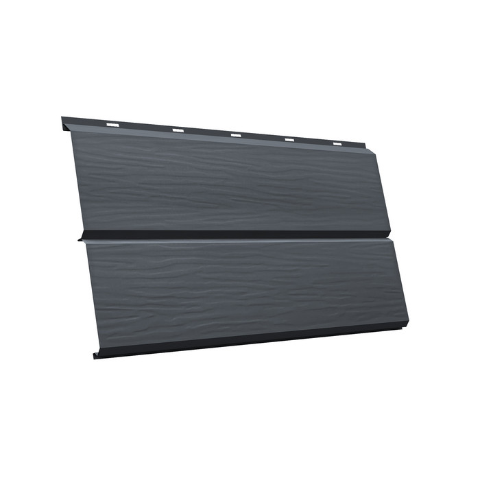 Металлический сайдинг Grand Line ЭкоБрус 3D 0.5 мм Satin с пленкой RAL 7024 мокрый асфальт