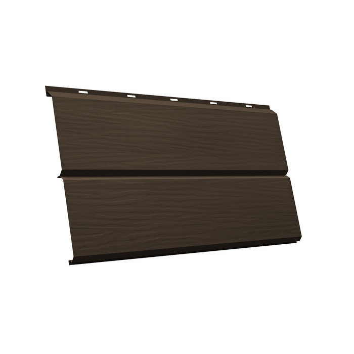 Металлический сайдинг Grand Line ЭкоБрус 3D 0.5 мм Satin с пленкой RR 32 темно-коричневый